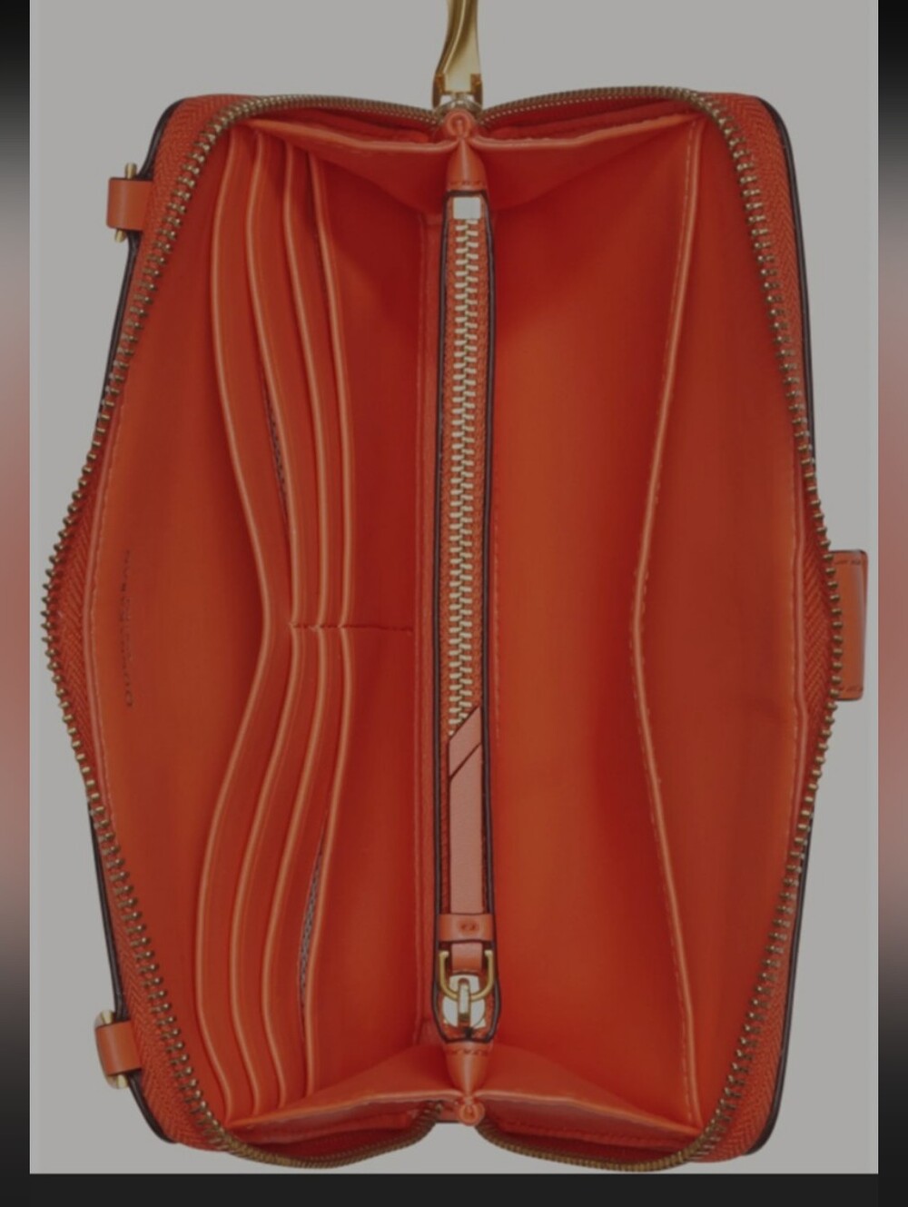 Donna Karan Orange Leather Crossbody/Clutch Vally Stream NWT - Picture 2 of 8